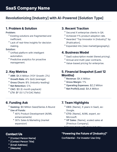 Growth-Stage SaaS Investor One-Pager